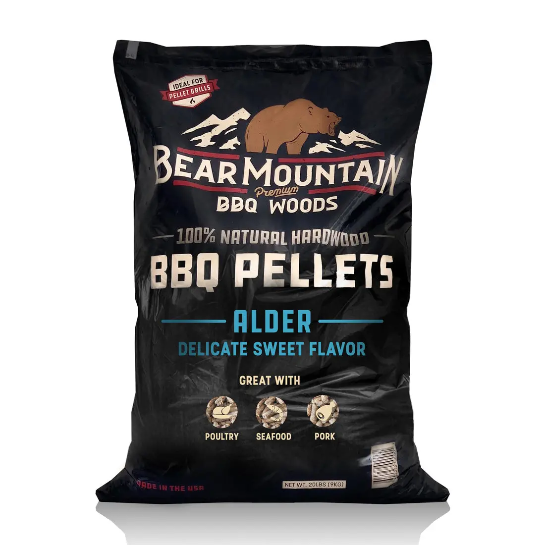 Bear Mountain Alder Delicate Sweet Flavor Cooking Pellets 20Lb Bag Bbq Smoker 1
