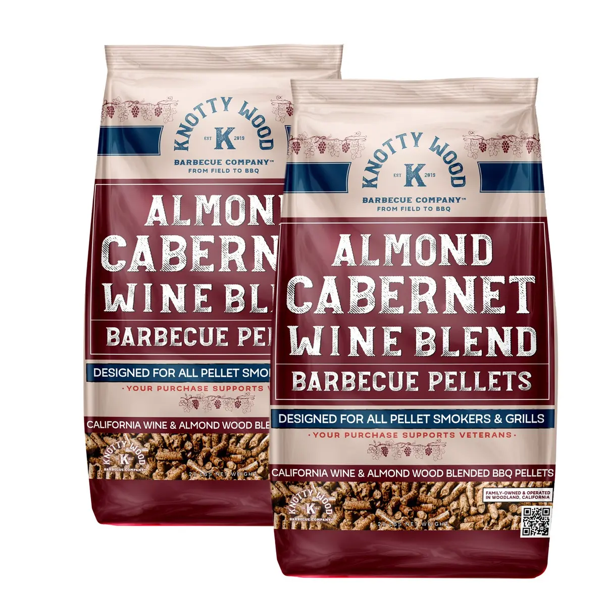 40Lbs Almond Cabernet Cooking Pellets Bbq Smoker Red Wine Oak Blend 20# Bags 1