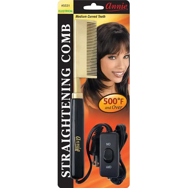 Annie: Electrical Straightening Comb - Medium Curved Teeth #5531 1