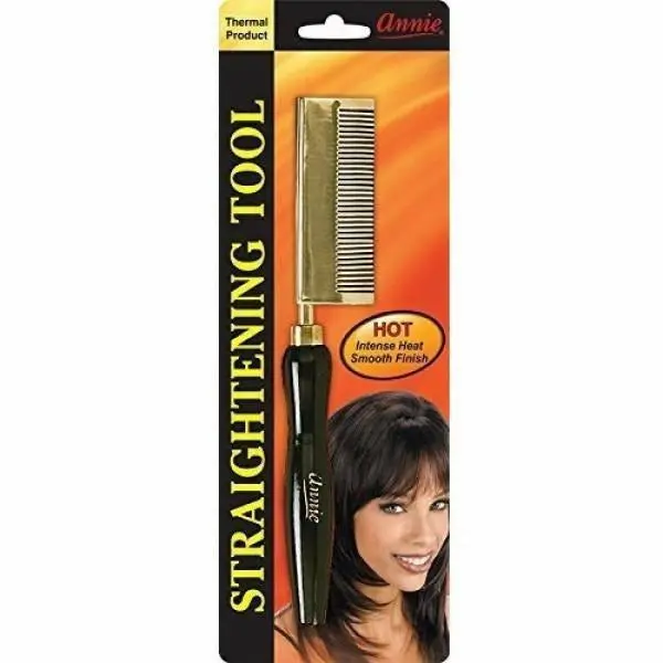Annie: Straightening Comb - Medium Teeth Curved Sided #5503 1