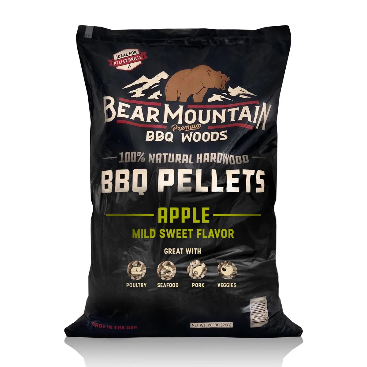 Bear Mountain Apple Mild Sweet Flavor Cooking Pellets 20Lb Bag Bbq Smoker 1