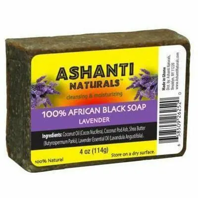 Ashanti: 100% African Black Soap Bar - Lavender 4Oz 1