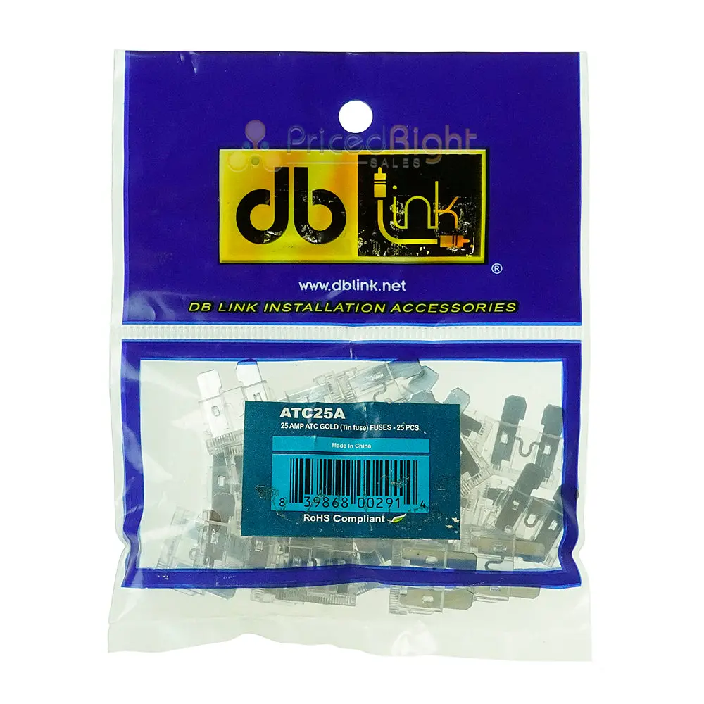 Db Link 25 Amp Atm Mini Fuse, 25-Pack Of Fuses Great For Car/Marine Audio Atc25a 1