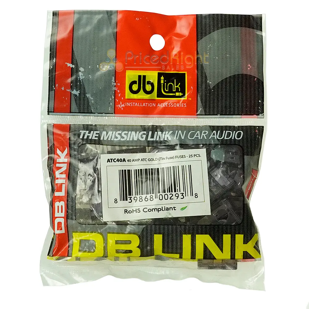 Db Link 40 Amp Atm Mini Fuse, 25-Pack Of Fuses Great For Car/Marine Audio Atc40a 1