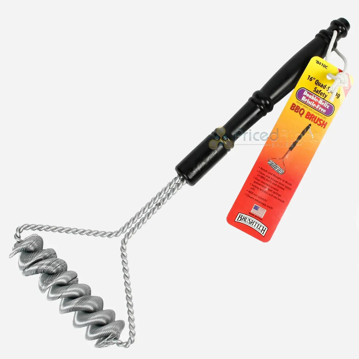 Brushtech 16" Quad Spring Safety Double Helix Bristle Free Bbq Grill Brush B410c 1