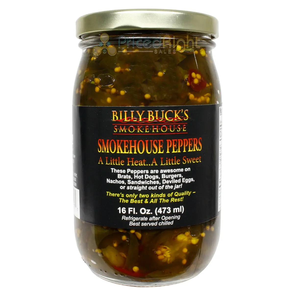Billy Buck's Smokehouse Sweet Heat Jalapeno Peppers Barbecue Quality 16 Oz Jar 1