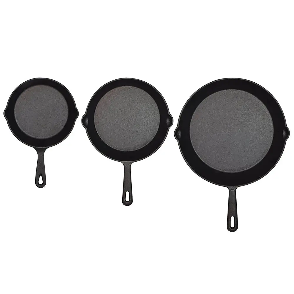 Jim Beam 3 Piece Cast Iron Skillet Set Pre Seasoned 6" 8" & 10" Inch Pans Bbq195 1