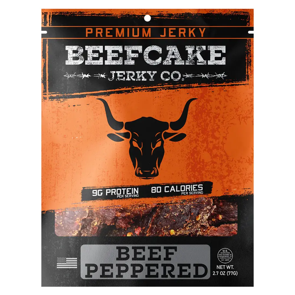 Beefcake Jerky Co Beef Peppered Jerky 2.7Oz 9G Protein 80 Calories Bc004 1