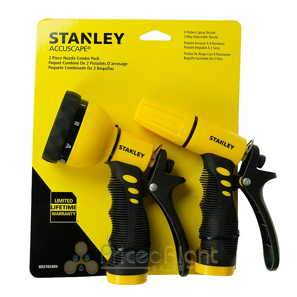 Stanley 2 Piece Garden Nozzle Combo Pack For Garden Hoses 9 Pattern 3 Way Spray 1
