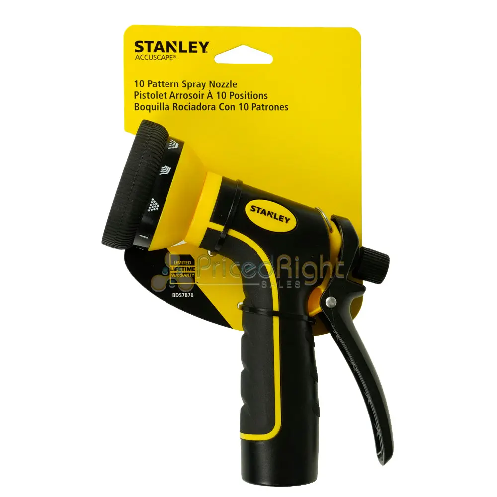 Garden Hose Spray Nozzle Adjustable 10 Spray Patterns Stanley Accuscape Bds7876 1