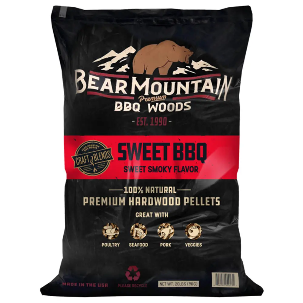 Bear Mountain Sweet Bbq Premium Hardwood Pellets Sweet & Smokey Flavor 20Lb Bag 1