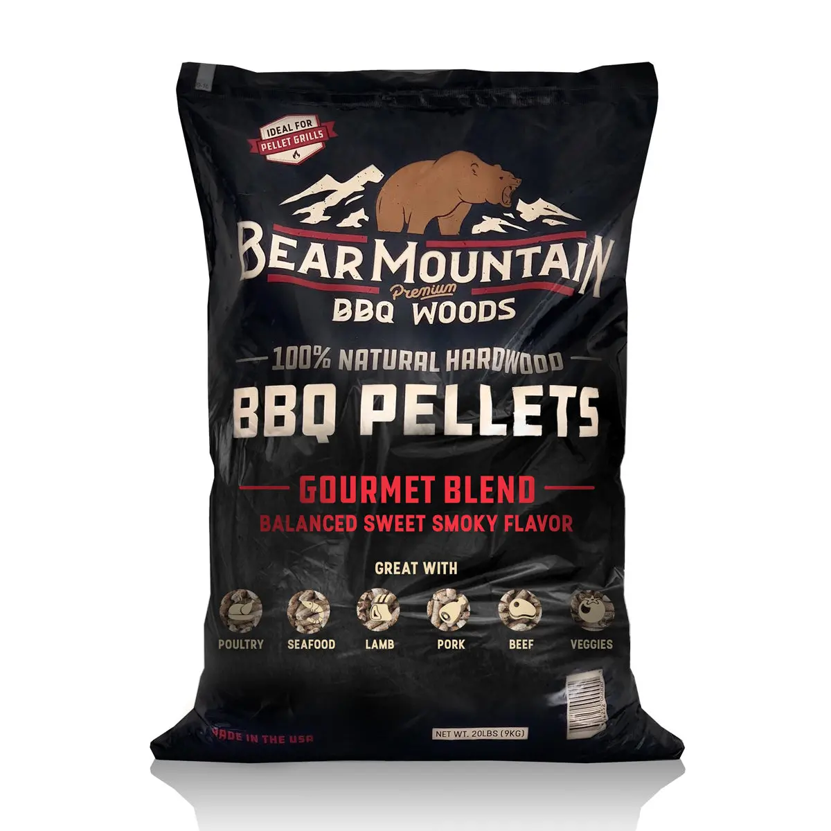 Bear Mountain Gourmet Blend Balanced Sweet Smoky Flavor Cooking Pellets 20Lb Bag 1