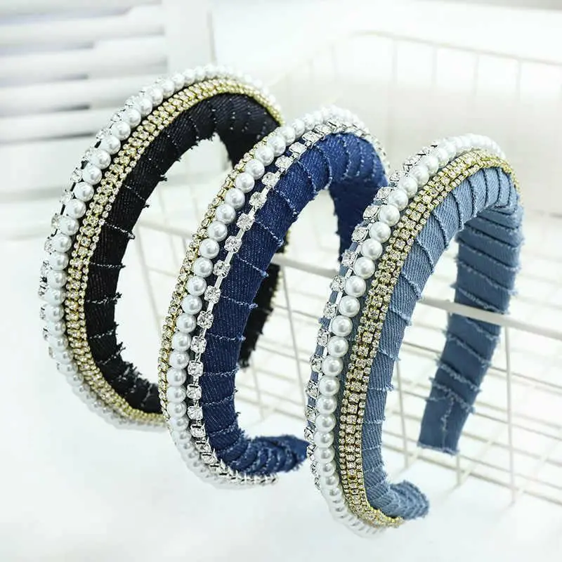 Denim And Rhinestone Headband 1