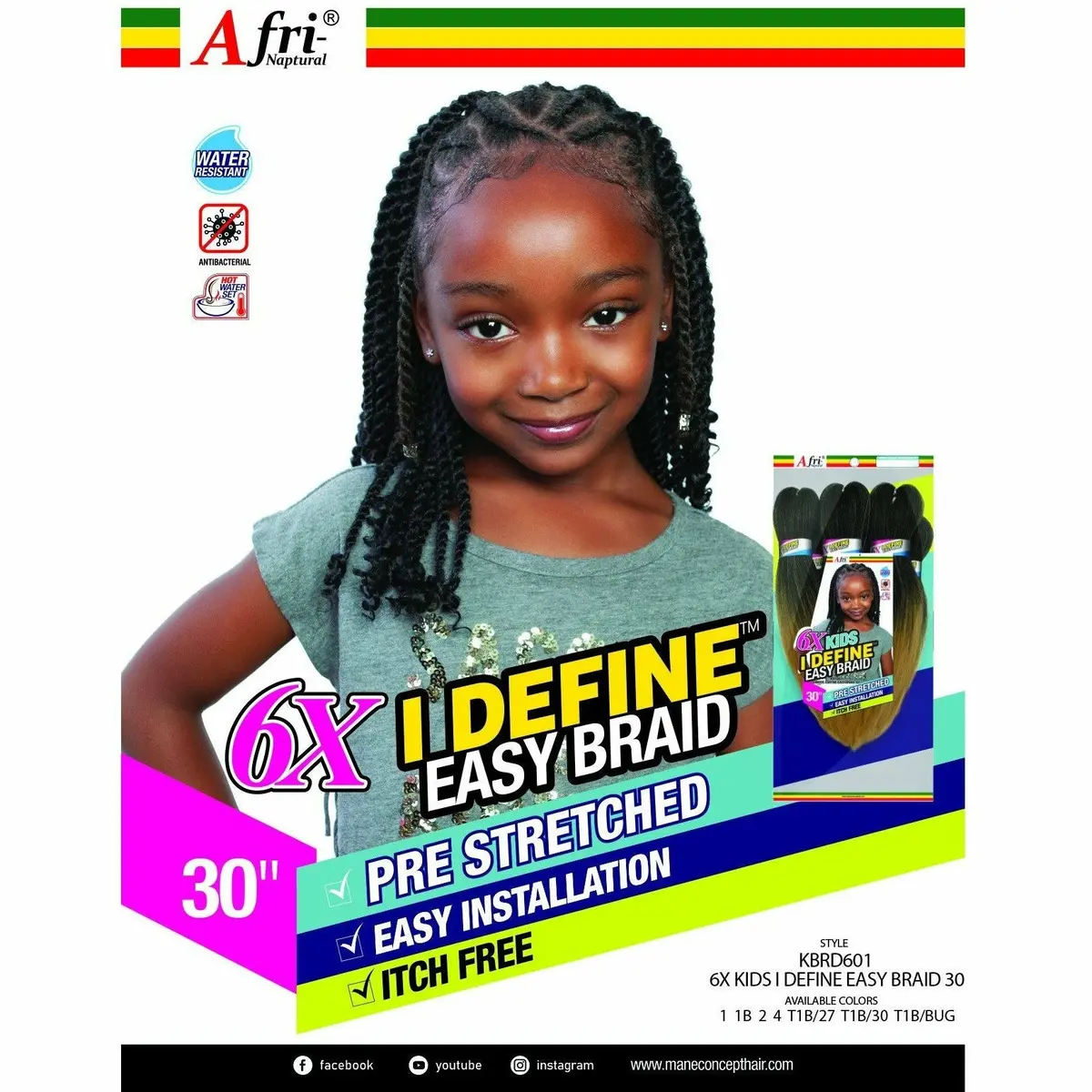 Afri-Naptural: 6X I-Define Kids Easy Braid 30" (Kbrd601) 1