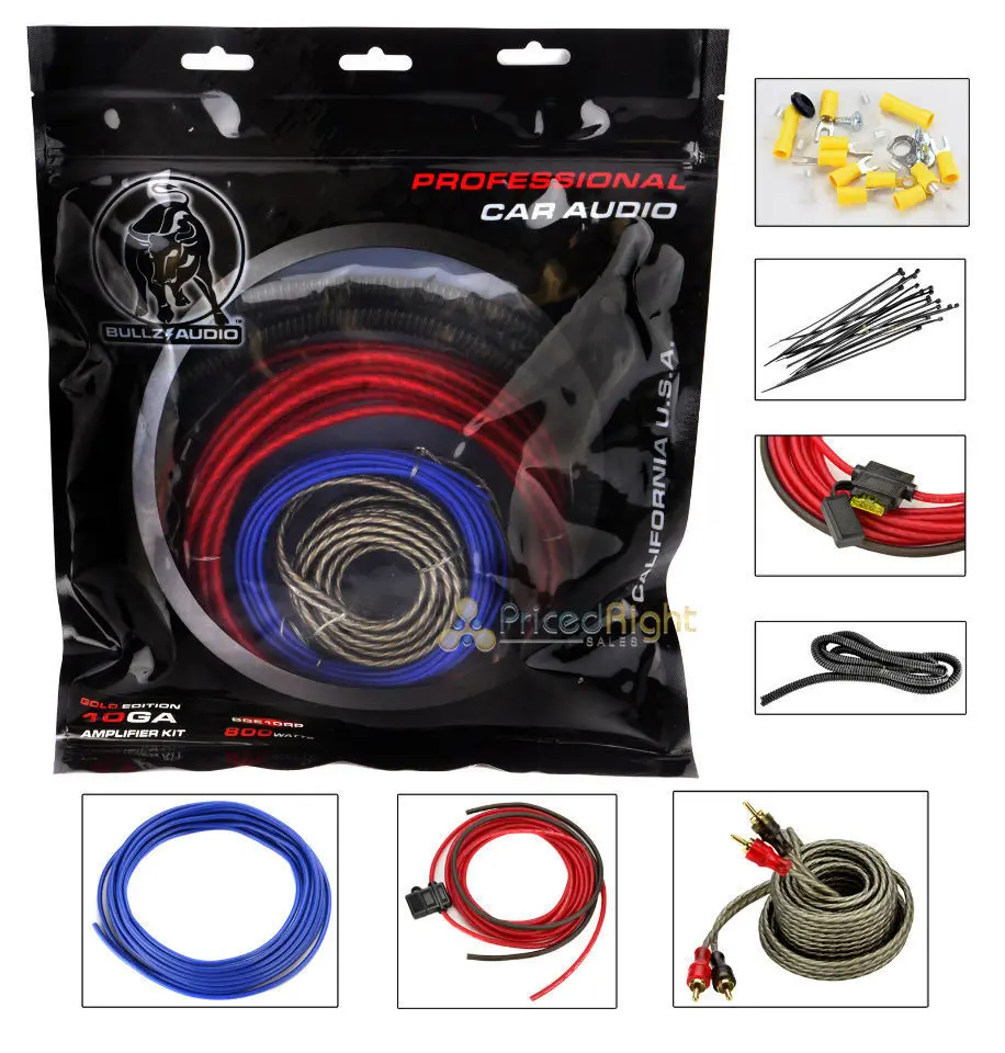 Bullz Audio 10 Gauge 800 Watt Amplifier Amp Wiring Kit Bge10rp Epak10r Car Audio 1
