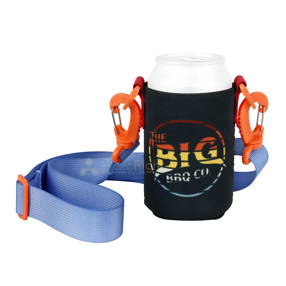 Can Koozie Lanyard Necklace Big Bbq Company For Cans & Bottles W/ Clip-On Strap 1