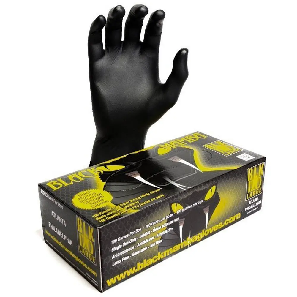 Black Mamba Gloves Industrial Strength 6 Mil Large 100 Count Blk120 1