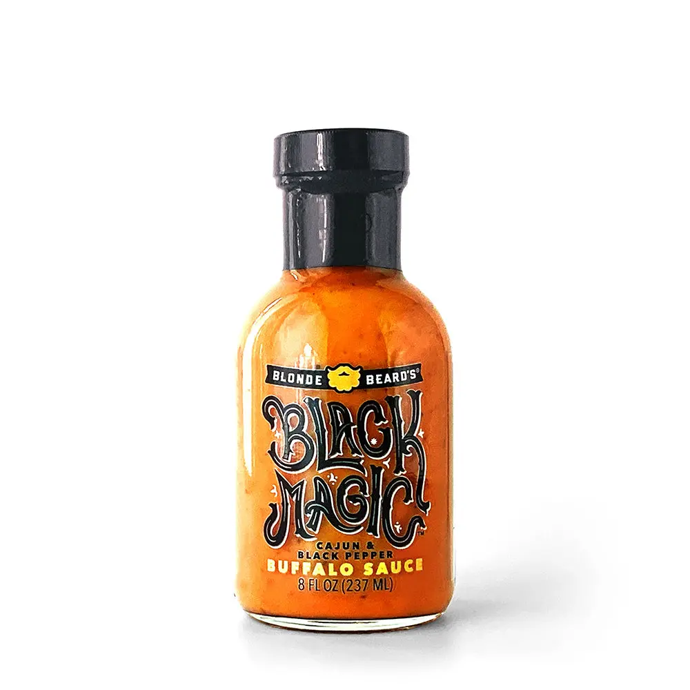 Blonde Beards Black Magic Buffalo Sauce Bold Tangy Black Pepper Cajun 8 Oz 1