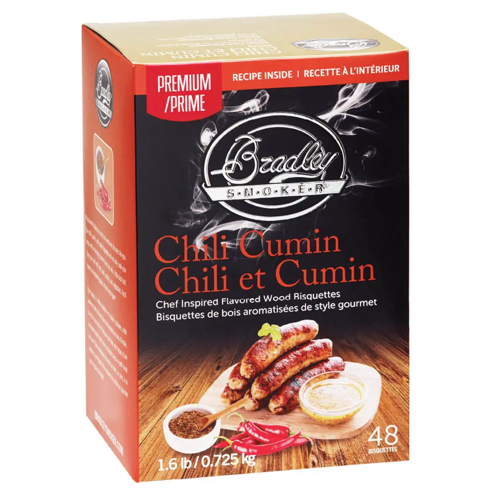 Bradley Smoker Chili Cumin Flavor Wood Smoking Bisquettes 48 Pack Btcc48 1