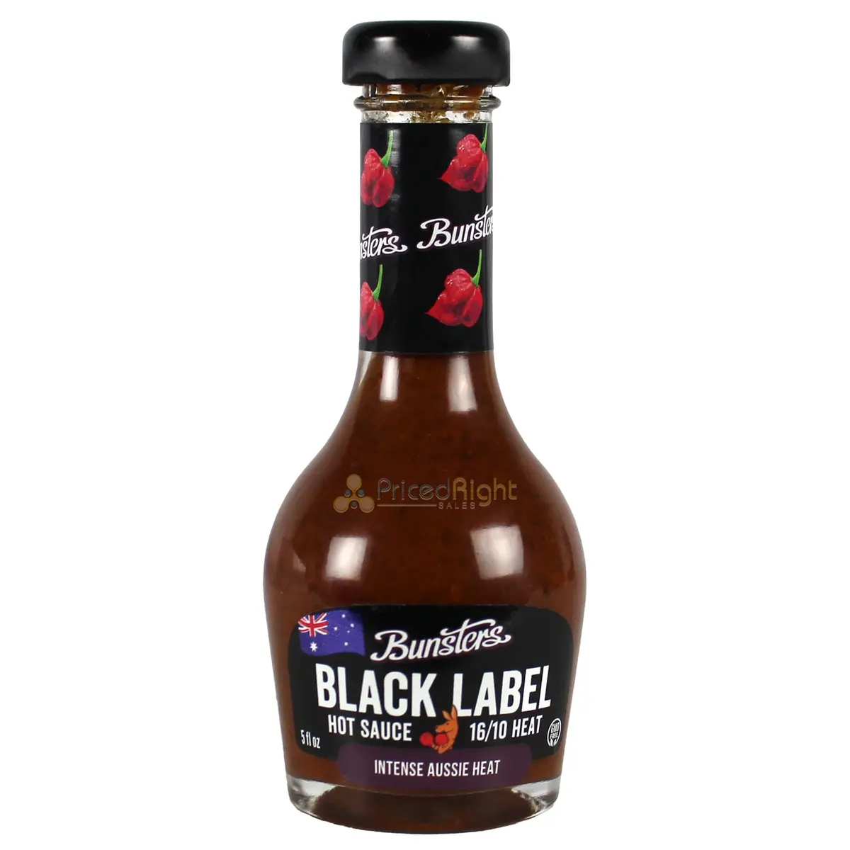 Bunsters Black Label Hot Sauce 16/10 Heat Scorpion Peppers Gluten Free 5 Ounce 1