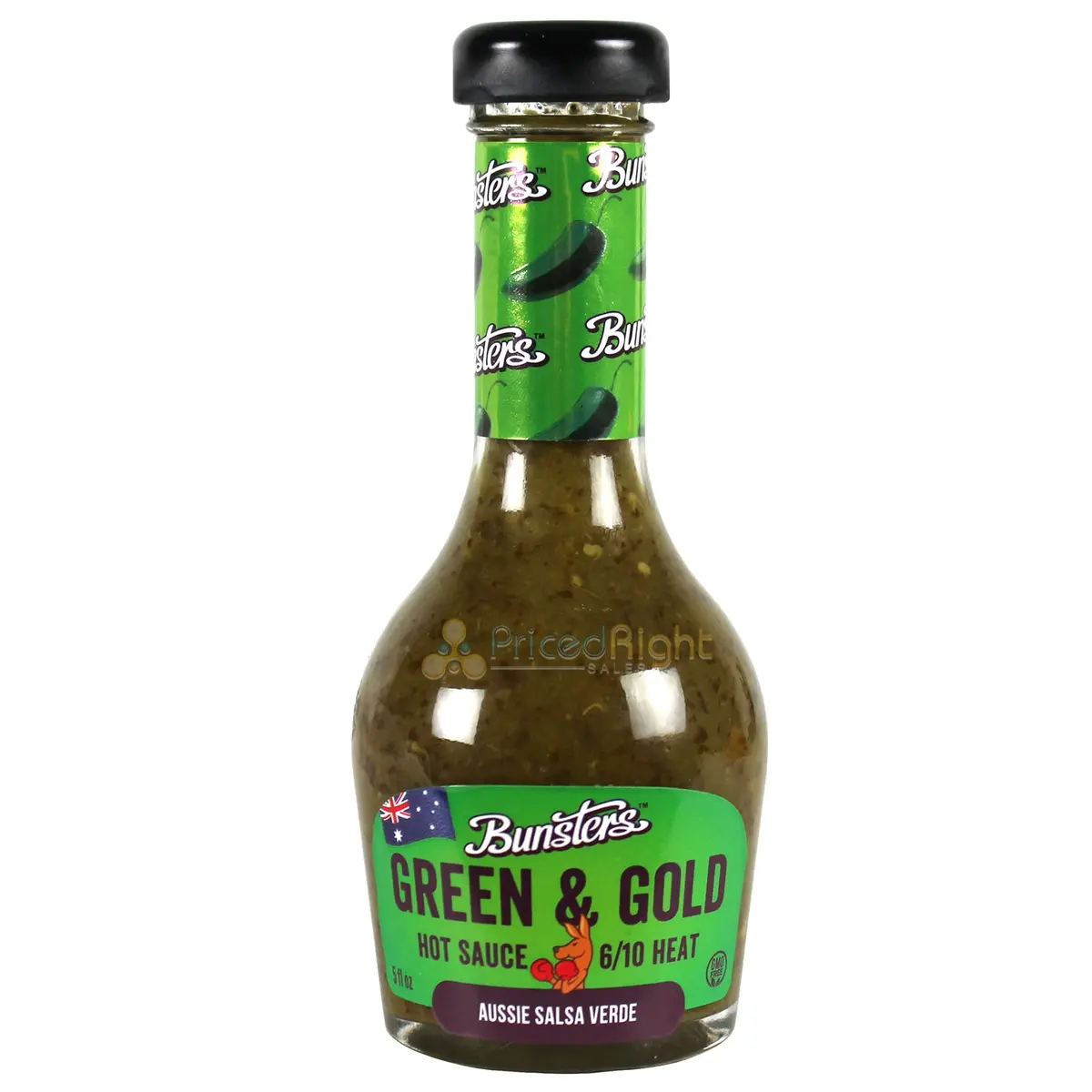 Bunsters Green & Gold Hot Sauce 5 Oz 6/10 Heat Aussie Salsa Verde Bunsters-2401 1