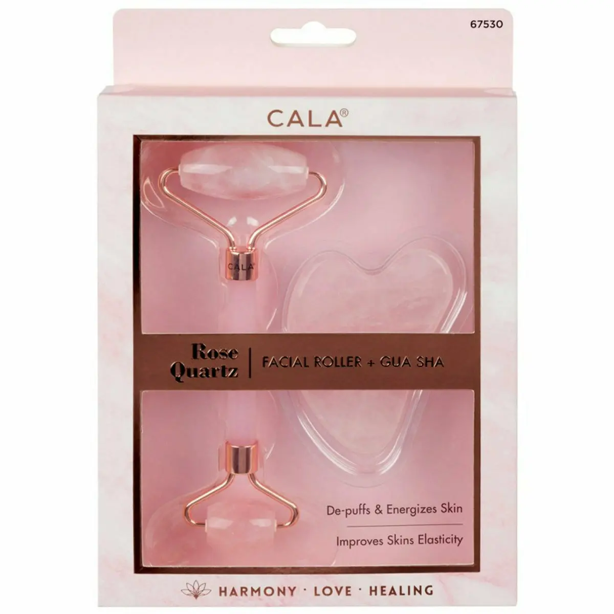 Cala :Rose Quartz Roller + Gua Sha Set #67530 1