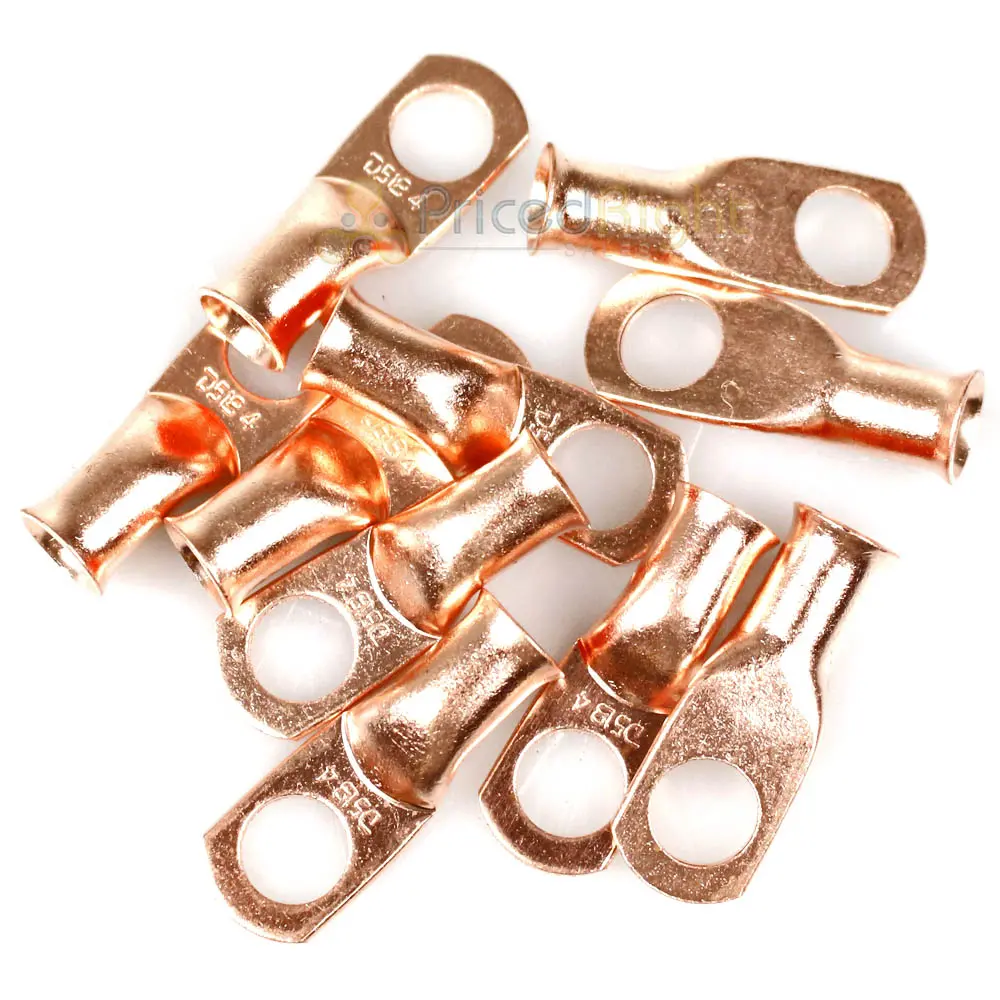 10 Pack Ds18 4 Gauge Copper Ring Terminals Lug Car Audio Wire Connector Ccl4 1