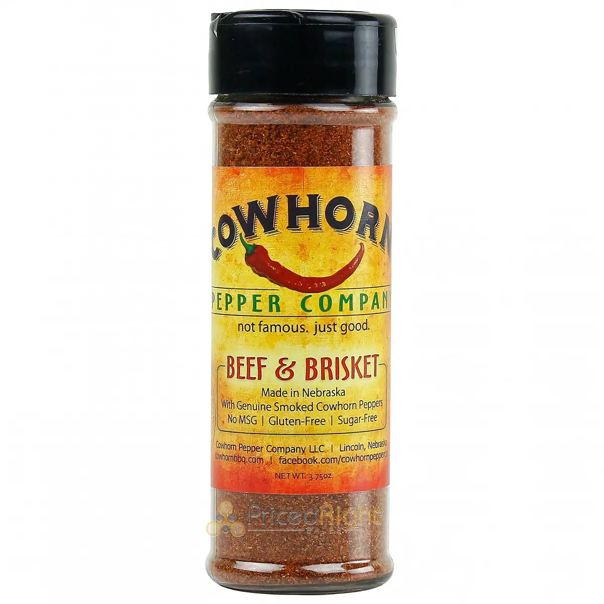 3.75 Oz Cowhorn Pepper Company Beef & Brisket Seasoning No Msg Gluten Sugar Free 1