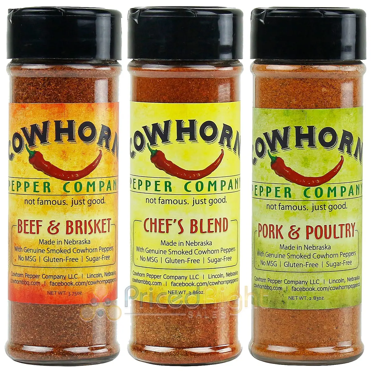 3 Pack Pork & Poultry Beef Brisket & Chefs Blend Cowhorn Pepper Company 1