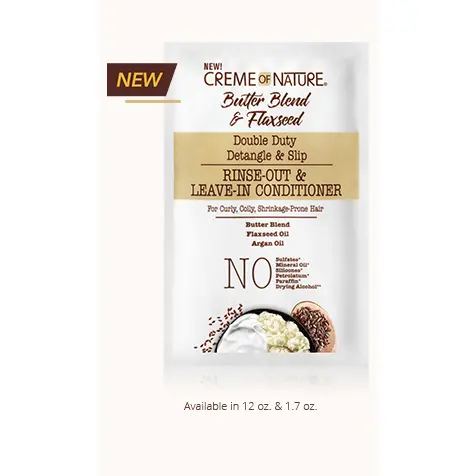 Creme Of Nature: Butter Blend & Flaxseed 3-In-1 Rinse Out & Leave-In Conditioner Pkts 1