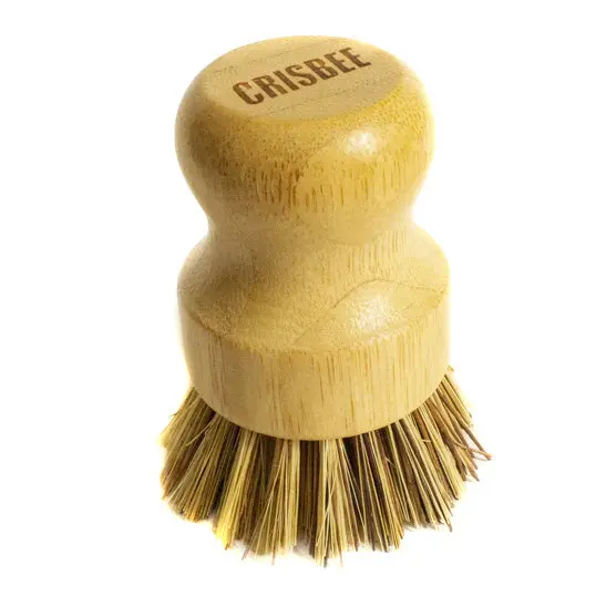 Cast Iron Scrub Brush With Palm Grip And Sissal Fibers Natural Bamboo Crisbee 1