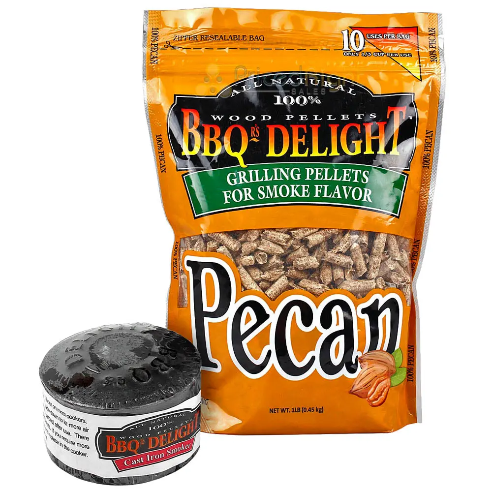 Bbqr's Delight Cast Iron Smoker For Grills With 1Lb Bag Of Pecan Blend Pellets 1