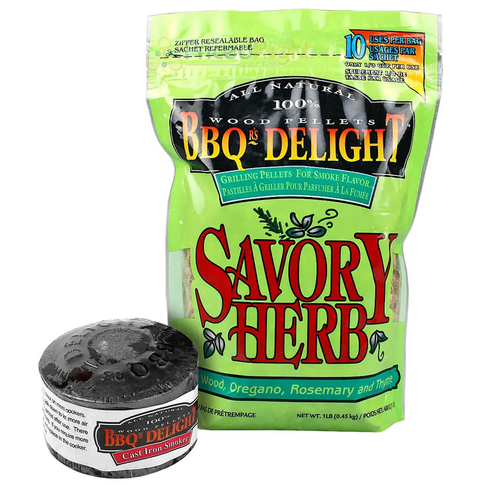 Cast Iron Smoker Pot For Grills 1Lb Bag Savory Herb Pellets Bbqr's Delight 1