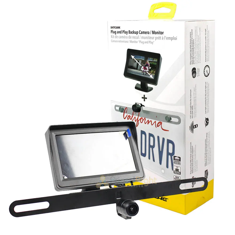 4.3" Monitor Back Up Camera System With Mountable License Frame D4tfcamk Scosche 1