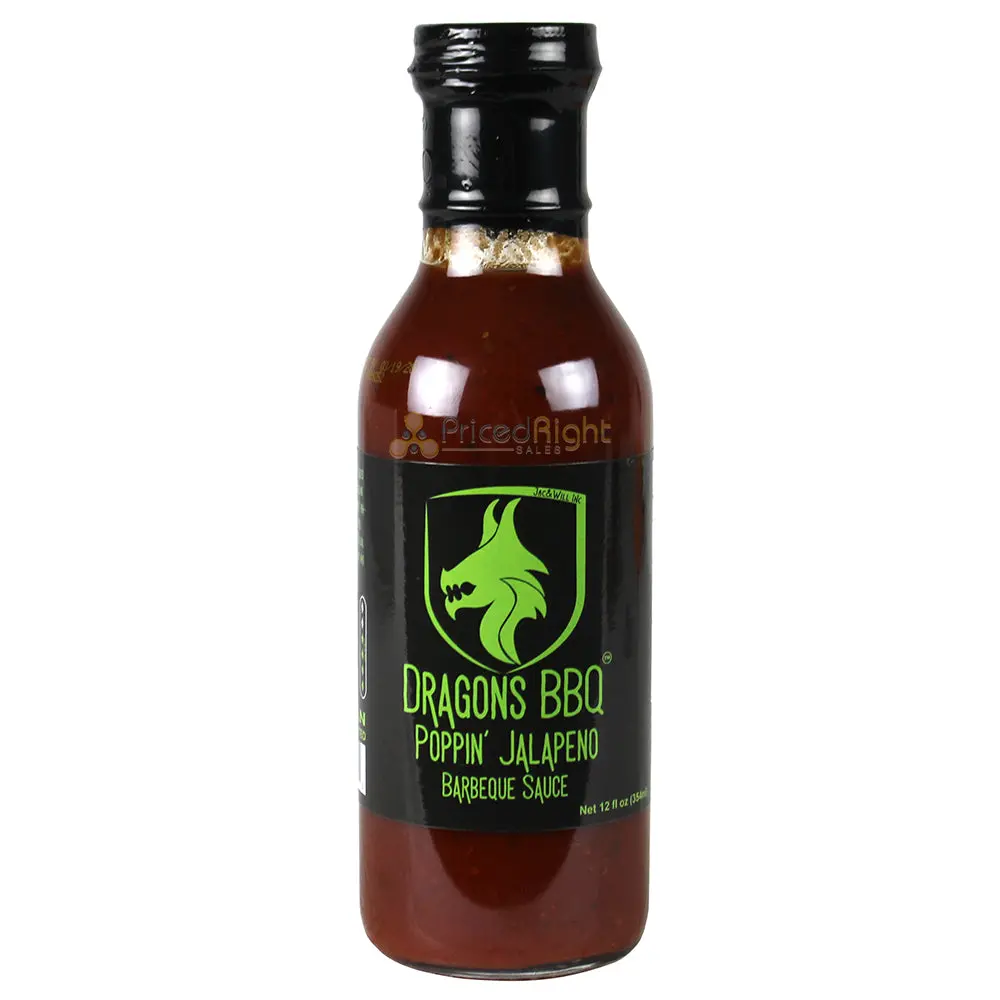 Dragons Bbq Poppin Jalapeno Barbecue Sauce 12 Oz Medium Heat Smokey Sweet Flavor 1
