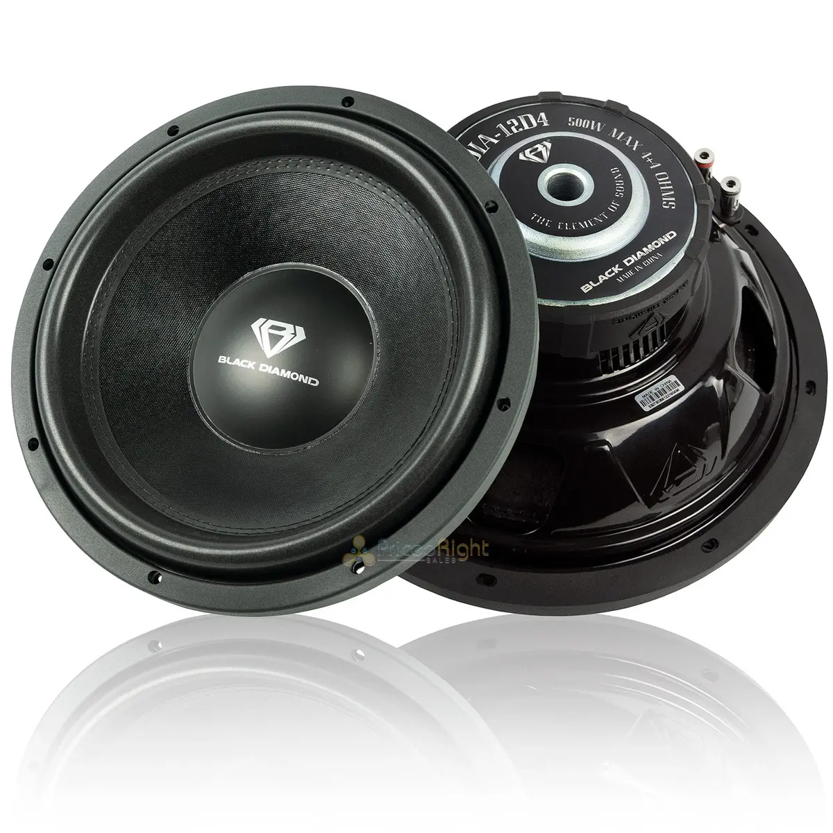 Black Diamond 12" Subwoofer Dual 4-Ohm Dvc 500 Watt Max Power 250 Rms Dia-12D4 1