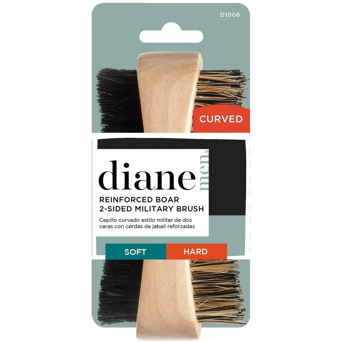 Diane: Curved Reinforced Boar 2-Sided Military Brush #D1006 1