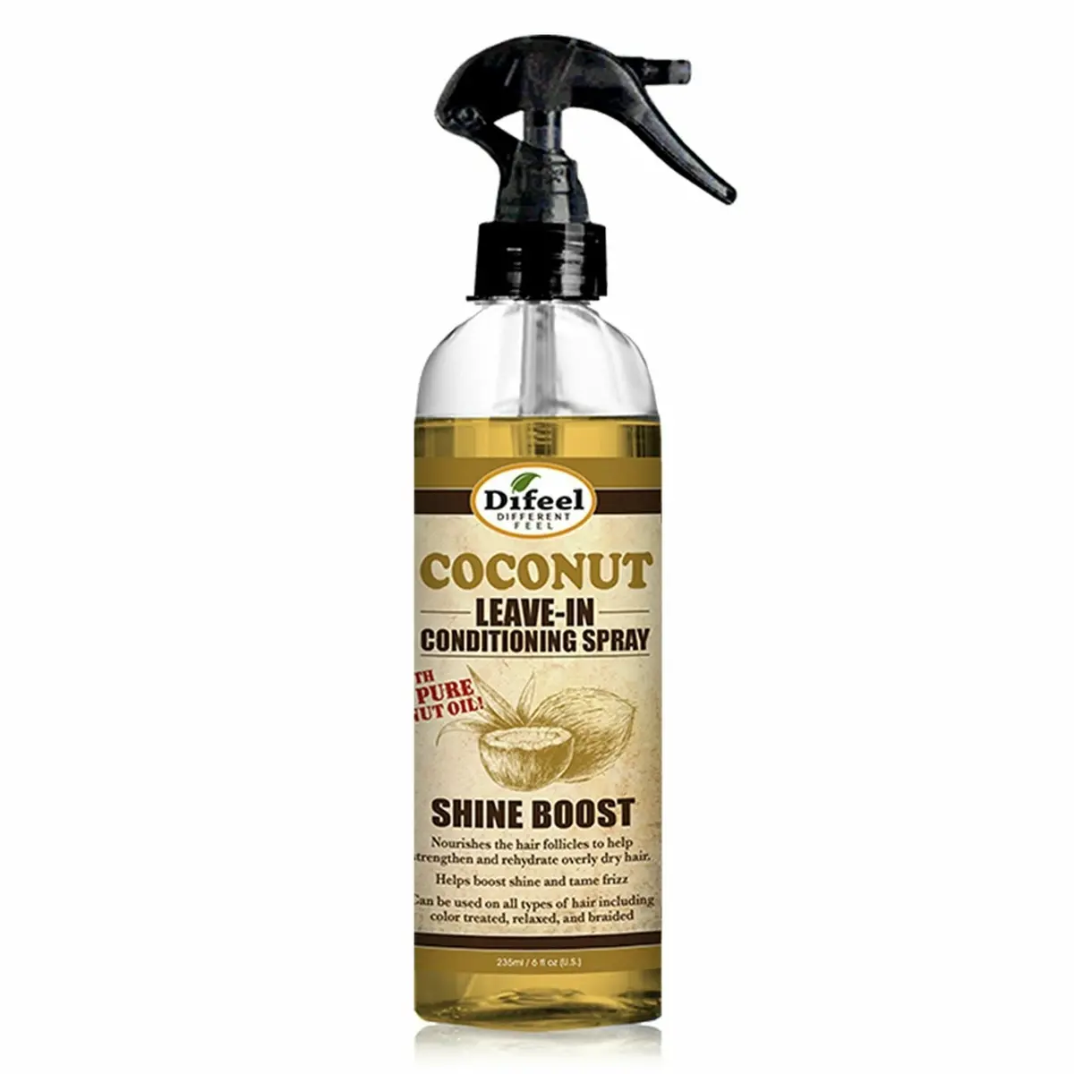 Difeel: Coconut Oil Shine Boost Leave-In Conditioning Spray 6Oz 1