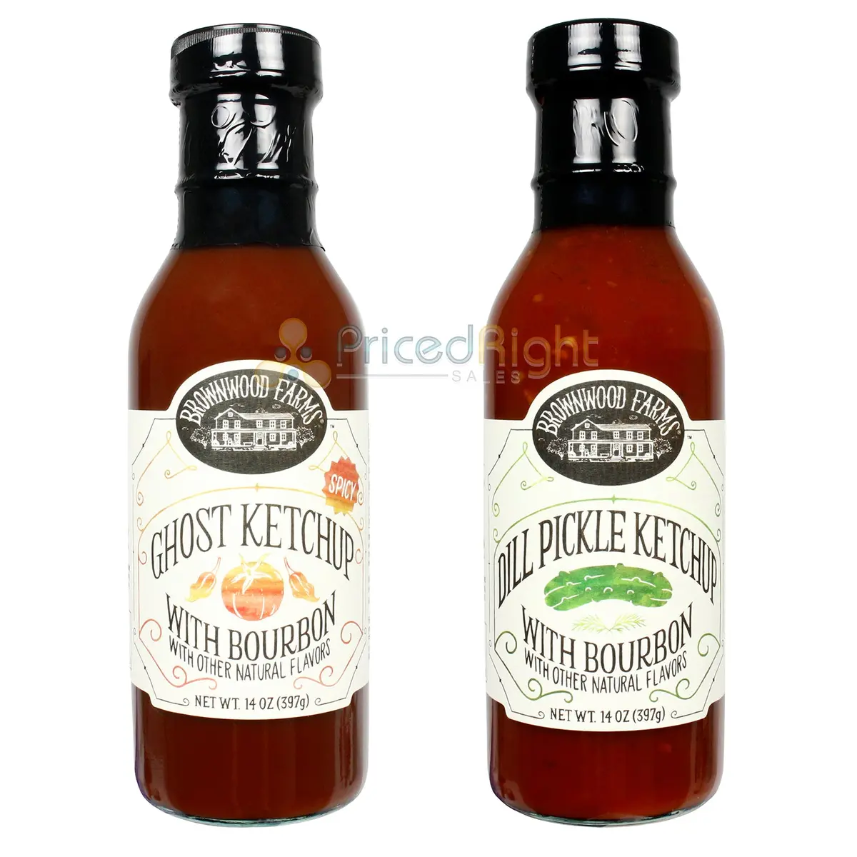 Brownwood Farms Dill Pickle Ketchup/Spicy Ketchup 2-Pack Farm Fresh 14Oz Bottles 1