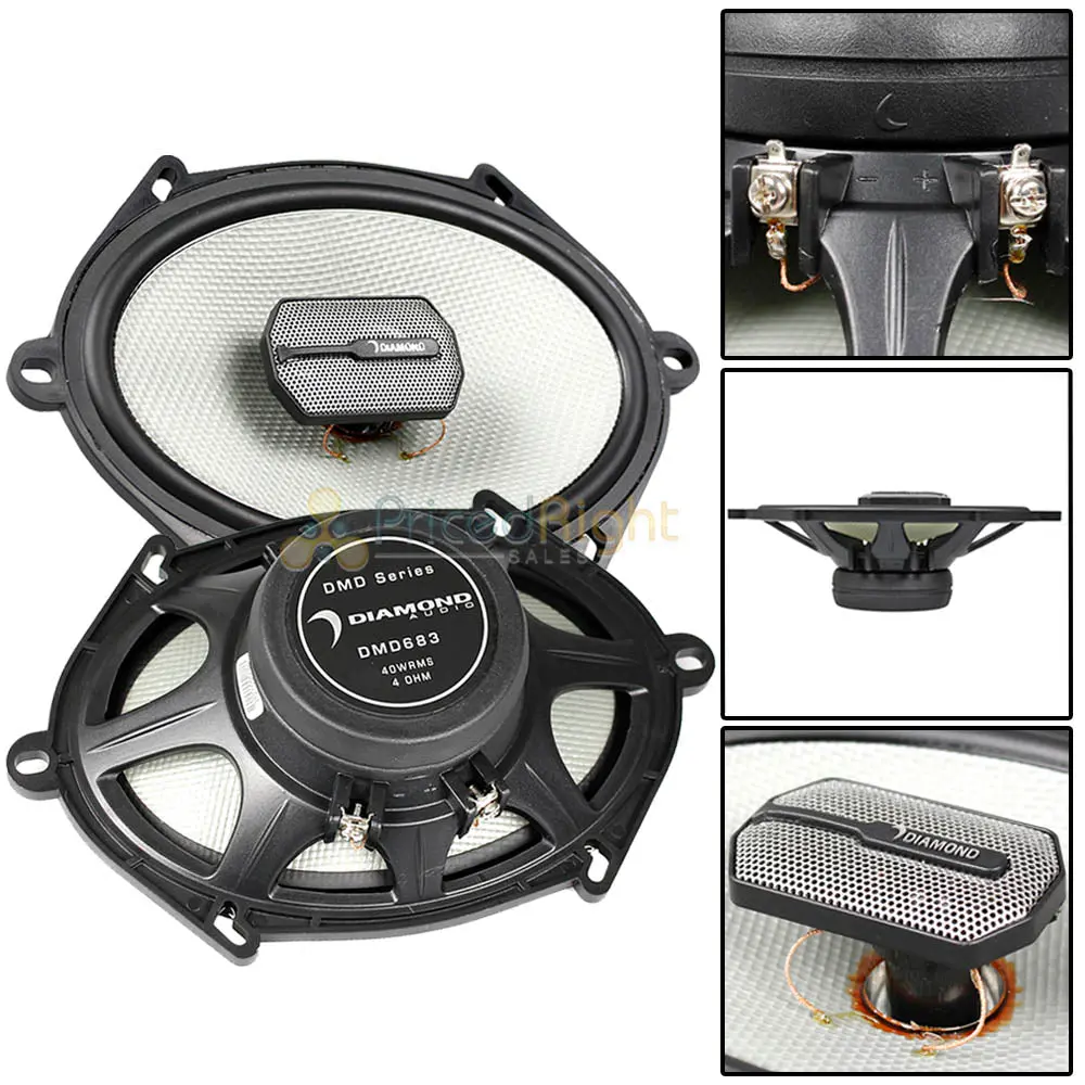 Diamond Audio 6X8" 3 Way Coaxial Speakers 80 Watts Max 4 Ohm Dmd Series Dmd683 1