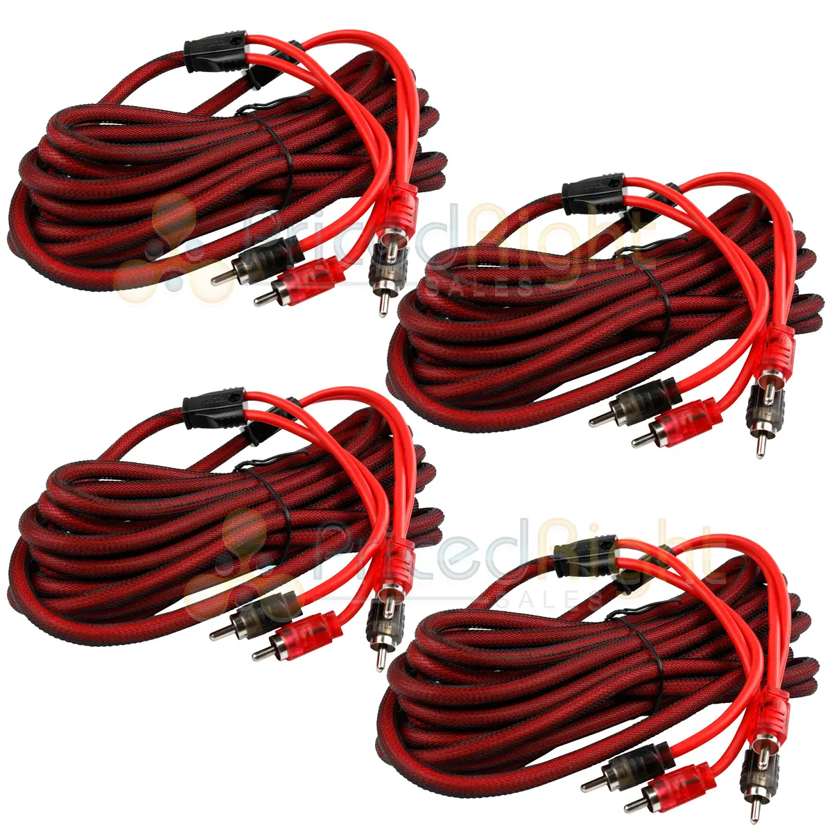 4 Pack 20 Ft 2 Channel Rca Interconnect Cable Pack Set Noise Rejection Ds18 R20 1