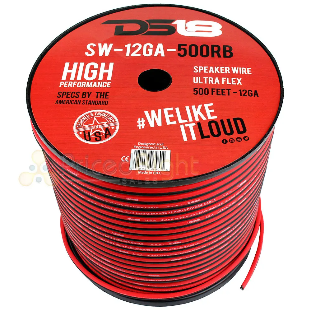 500 Ft 12 Gauge Awg Speaker Wire Car Audio 500' Black Red Zip Wire Ds18 Spool 1