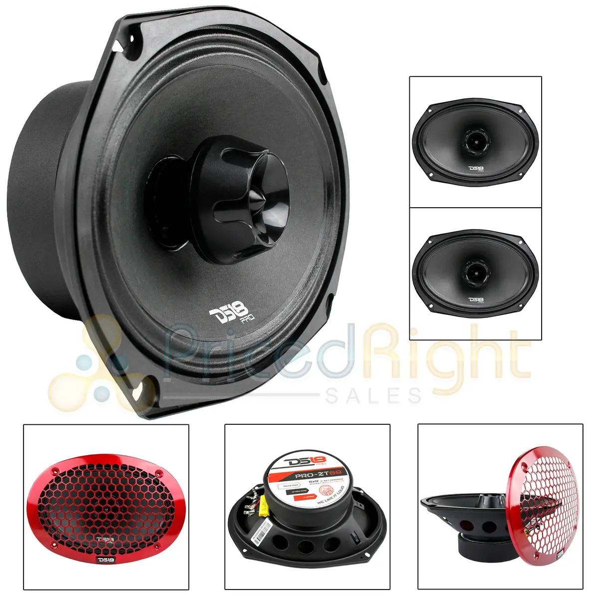 2 Pack 6X9" Midrange Speaker Built In Tweeter 550 Watts Max 4 Ohm Ds18 Pro-Zt69 1