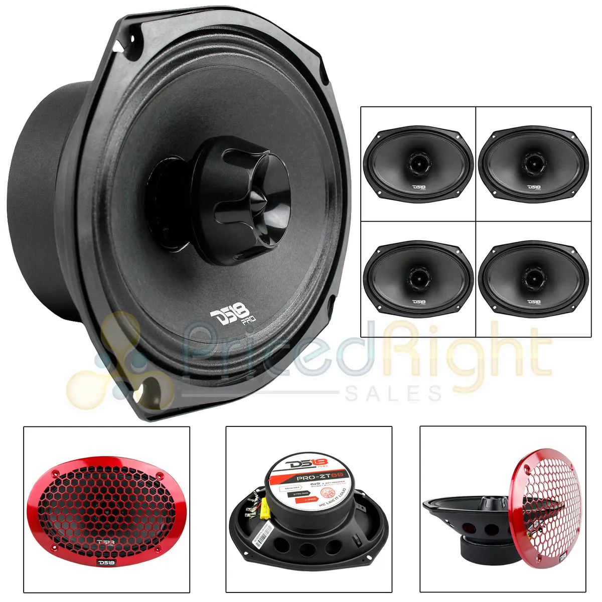 4 Pack 6X9" Midrange Speakers Built In Tweeter 550 Watts Max 4 Ohm Ds18 Pro-Zt69 1