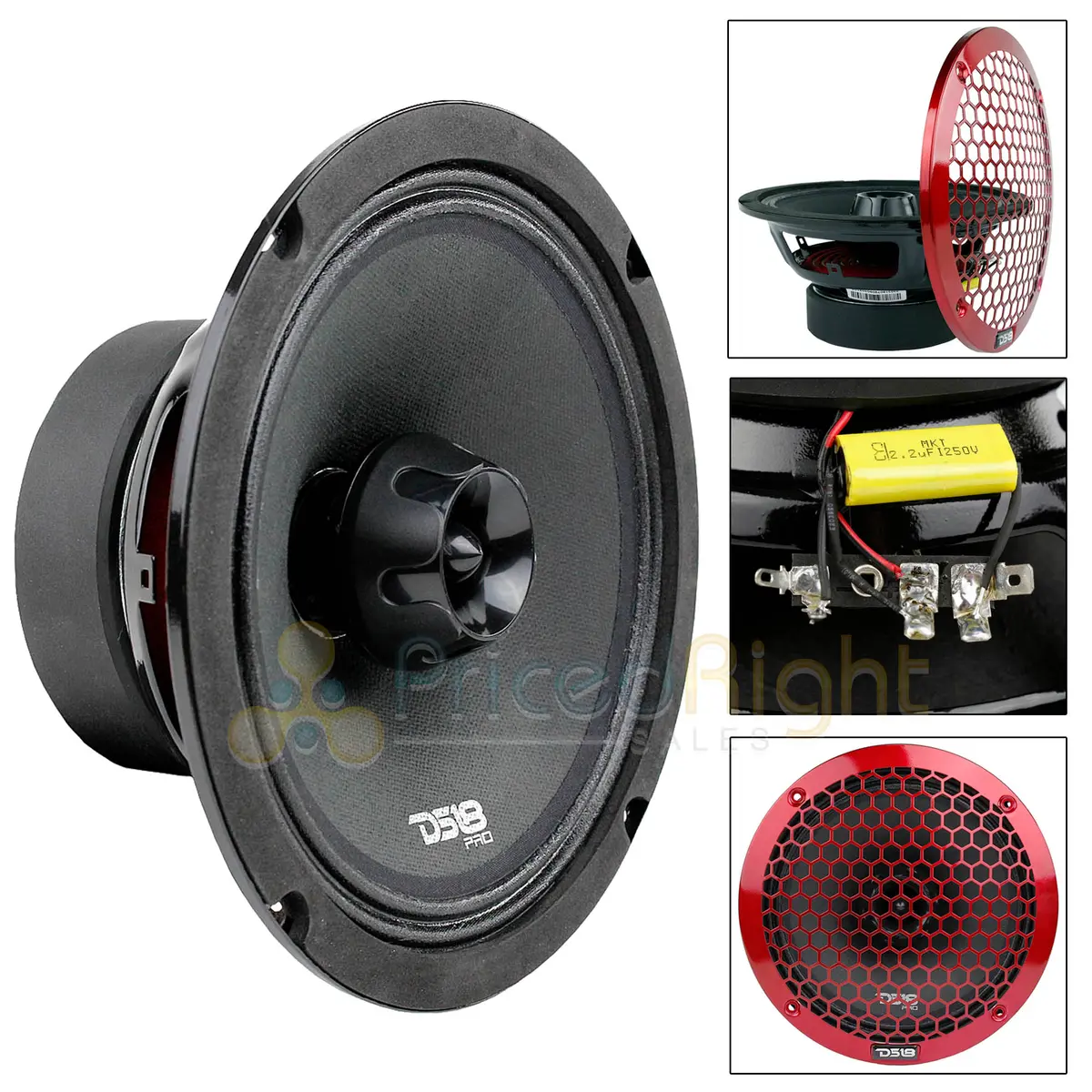 8" Inch 2 Way Midrange Speaker Built In Tweeter 550 Watts Max 4 Ohm Ds18 Pro-Zt8 1