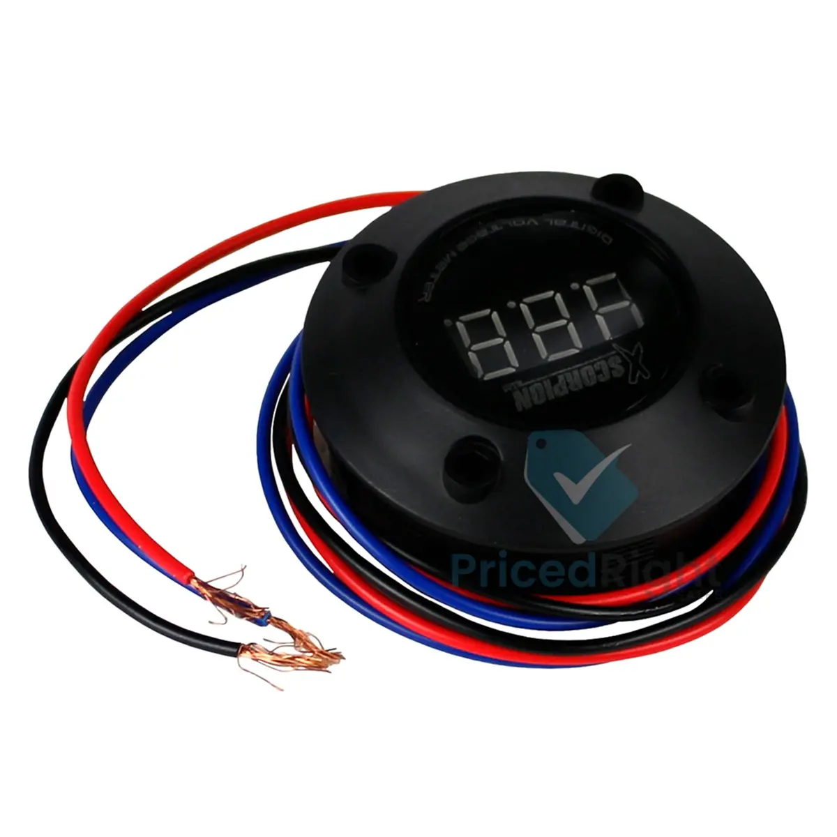 12V Digital Volt Meter Gauge Red Led Car Audio Voltage Display Black Round 1