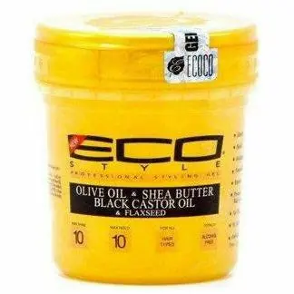Eco Style: Gold Olive Oil, Shea Butter And Black Castor & Flaxseed Oil Gel 1