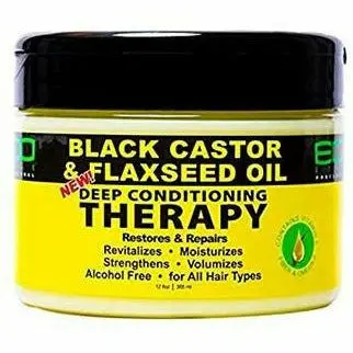 Eco Style: Black Castor & Flaxseed Oil Deep Conditioning Therapy 12Oz 1