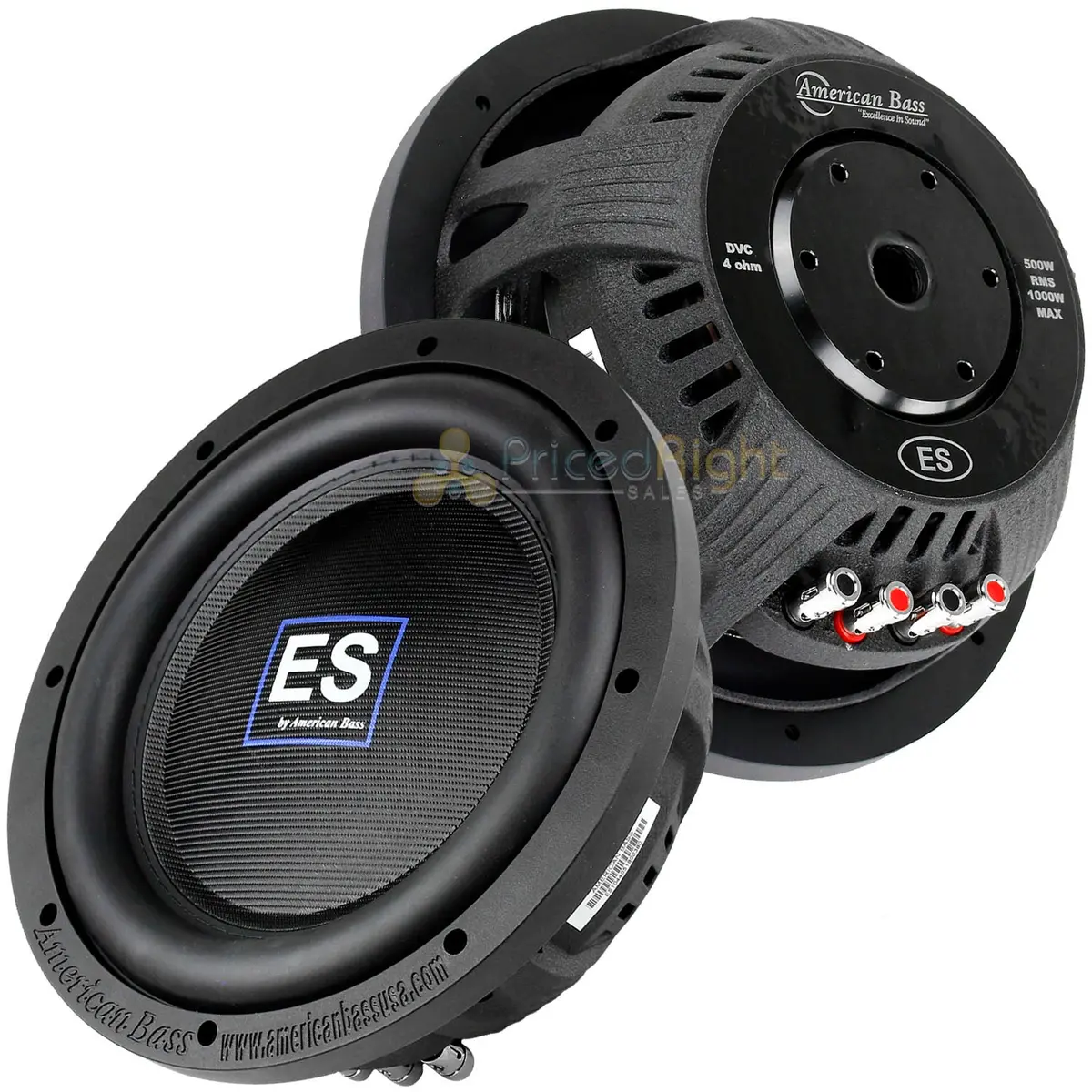 2 American Bass 10" Subwoofers Slim Shallow Pair 1000W 4 Ohm Dvc Audio Es-1044 1
