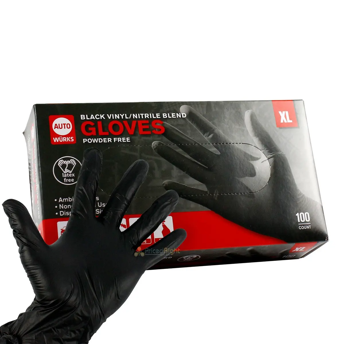 Black Nitrile Disposable Powder & Latex Free Industrial Gloves Xl, Box Of 100 1